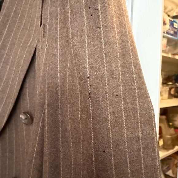 VTG 90s Ralph Lauren Chalk Pinstripe Suit chocolate  Wool Peak Lapel DBLBreasted - Picture 15 of 16
